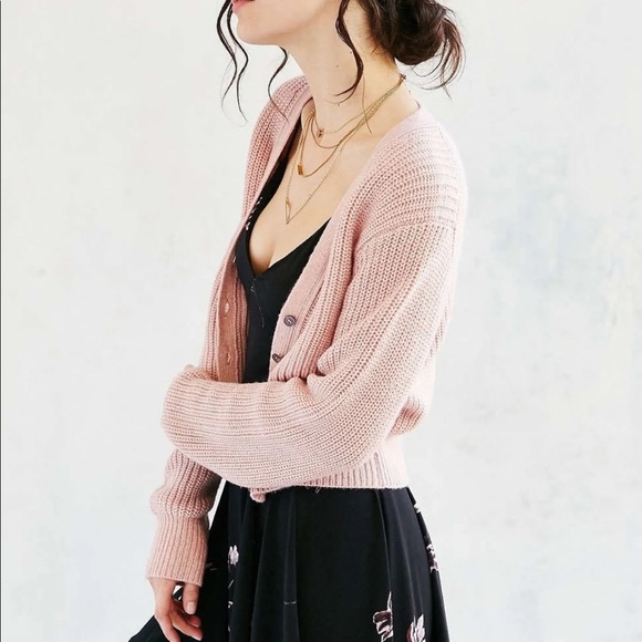 Kimchi Blue Sweaters - Kimchi blue large cropped cardigan blush pink boho